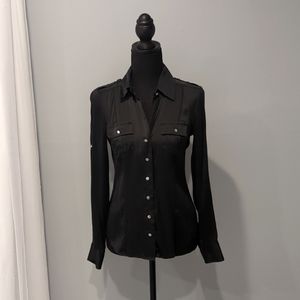 Women's Black Silk Button-Up Blouse size 0